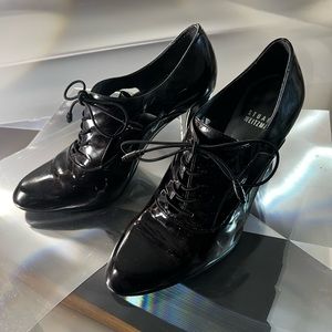 Stuart Weitzman Patent Leather Lace-Up, Cutout Heels, size 6M